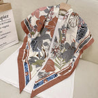 110cm Floral Twill Silk Scarf for Women – Elegant Korean Style Imitation Silk Shawl | Souqazam UAE
