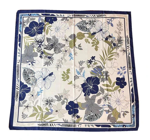 110cm Floral Twill Silk Scarf for Women – Elegant Korean Style Imitation Silk Shawl | Souqazam UAE