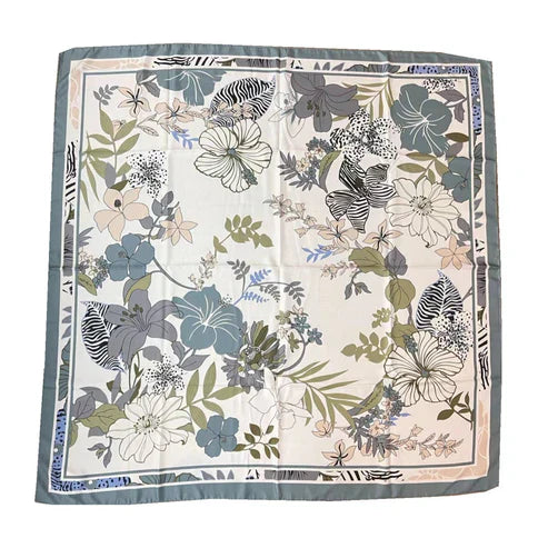 110cm Floral Twill Silk Scarf for Women – Elegant Korean Style Imitation Silk Shawl | Souqazam UAE