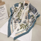 110cm Floral Twill Silk Scarf for Women – Elegant Korean Style Imitation Silk Shawl | Souqazam UAE