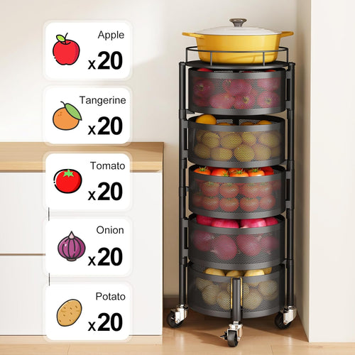 360° Rotating Fruit & Vegetable Basket Bowls with Wheels | Souqazam
