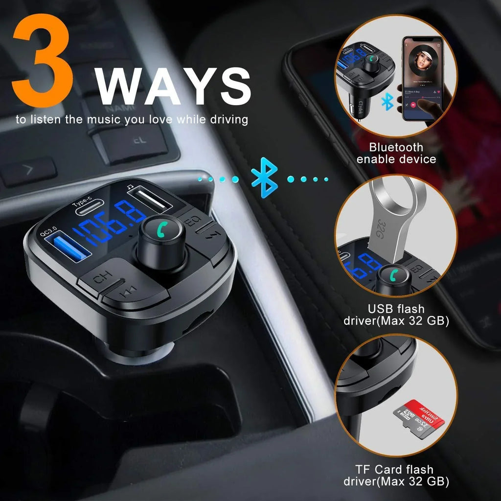 Car MP3 Bluetooth FM Transmitter – USB Charger with FM Modulator | Souqazam UAE