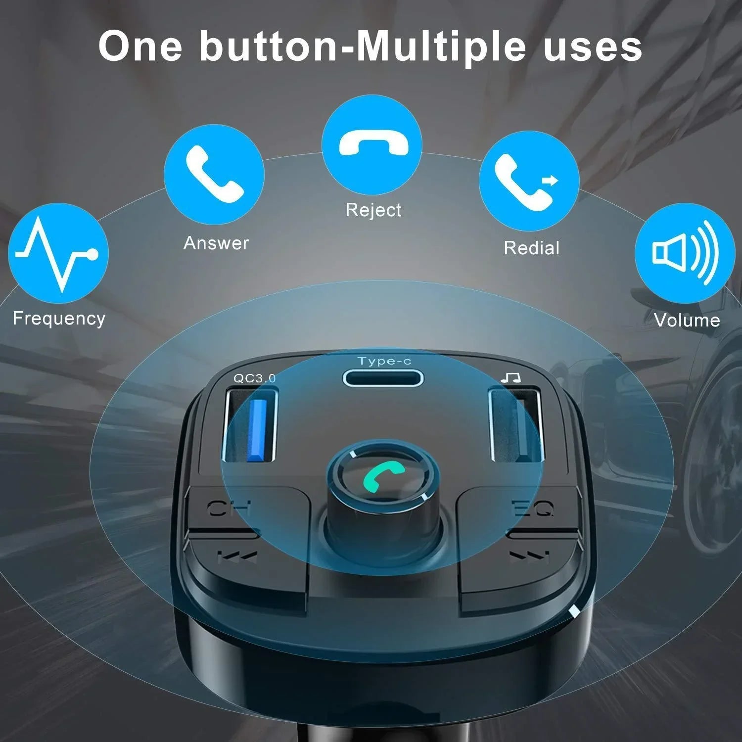 Car MP3 Bluetooth FM Transmitter – USB Charger with FM Modulator | Souqazam UAE
