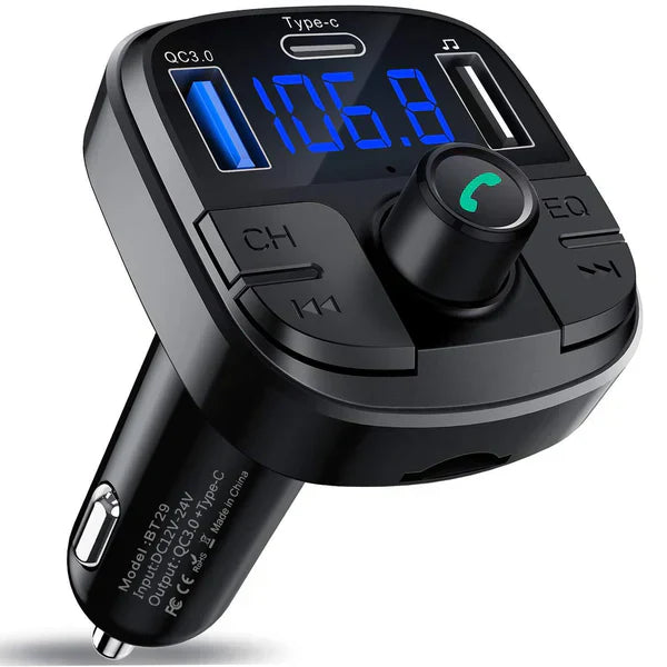 Car MP3 Bluetooth FM Transmitter – USB Charger with FM Modulator | Souqazam UAE
