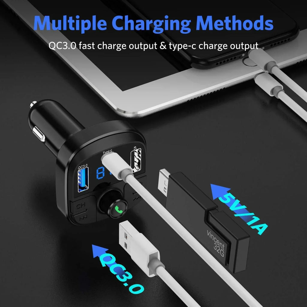 Car MP3 Bluetooth FM Transmitter – USB Charger with FM Modulator | Souqazam UAE