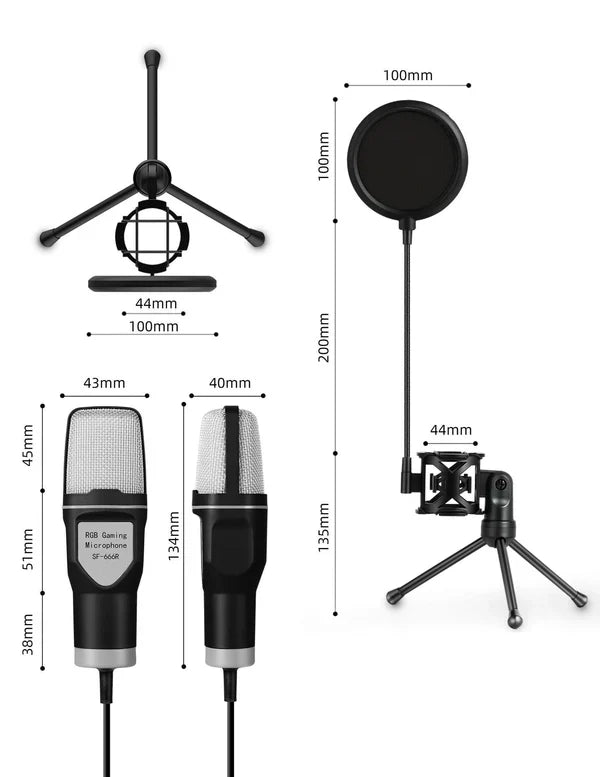 RGB Esports Desktop Microphone – SF-666R Capacitor Gaming Mic with Noise Reduction | Souqazam UAE