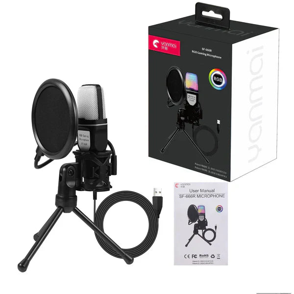 RGB Esports Desktop Microphone – SF-666R Capacitor Gaming Mic with Noise Reduction | Souqazam UAE