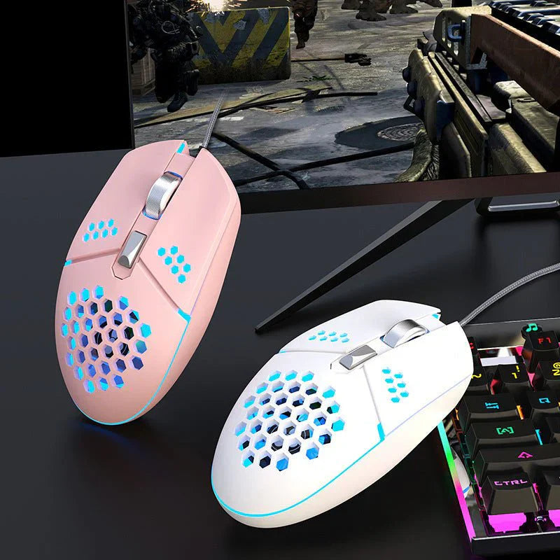 Cooling Hole Mechanical Gaming Mouse – RGB Lights, Built-in Fan, 3200 DPI | Souqazam UAE