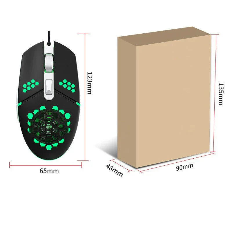 Cooling Hole Mechanical Gaming Mouse – RGB Lights, Built-in Fan, 3200 DPI | Souqazam UAE