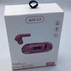 Pink electronic device with 'AIR 33' branding on a white background