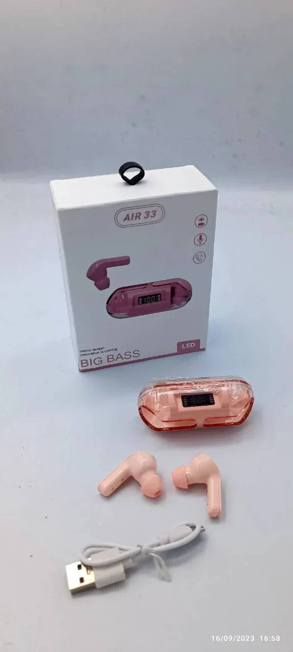 Crystal Wireless Earphones – Transparent Air 33 with ENC Noise Canceling & LED Display | UAE
