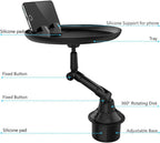 3-in-1 Car Cup Holder Food Tray with Phone Stand – Swivel Design | Souqazam UAE