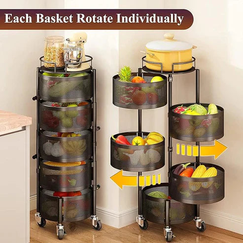 360° Rotating Fruit & Vegetable Basket Bowls with Wheels | Souqazam