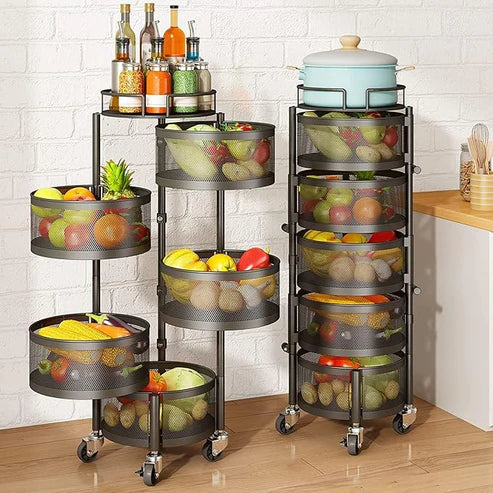 360° Rotating Fruit & Vegetable Basket Bowls with Wheels | Souqazam