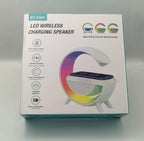 Smart LED Table Lamp Wireless Charger, Night Light, Alarm Clock, and Bluetooth Speaker