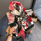 Retro Floral Warm Cashmere Scarf for Women – Thick, Soft & Stylish | Souqazam UAE