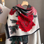 Retro Floral Warm Cashmere Scarf for Women – Thick, Soft & Stylish | Souqazam UAE