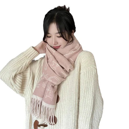 Double-Sided Thick Warm Cashmere-Like Scarf – Soft & Cozy Wrap for Winter | Souqazam UAE