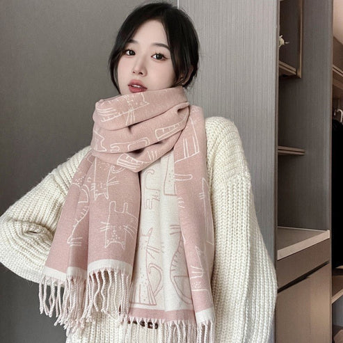 Double-Sided Thick Warm Cashmere-Like Scarf – Soft & Cozy Wrap for Winter | Souqazam UAE