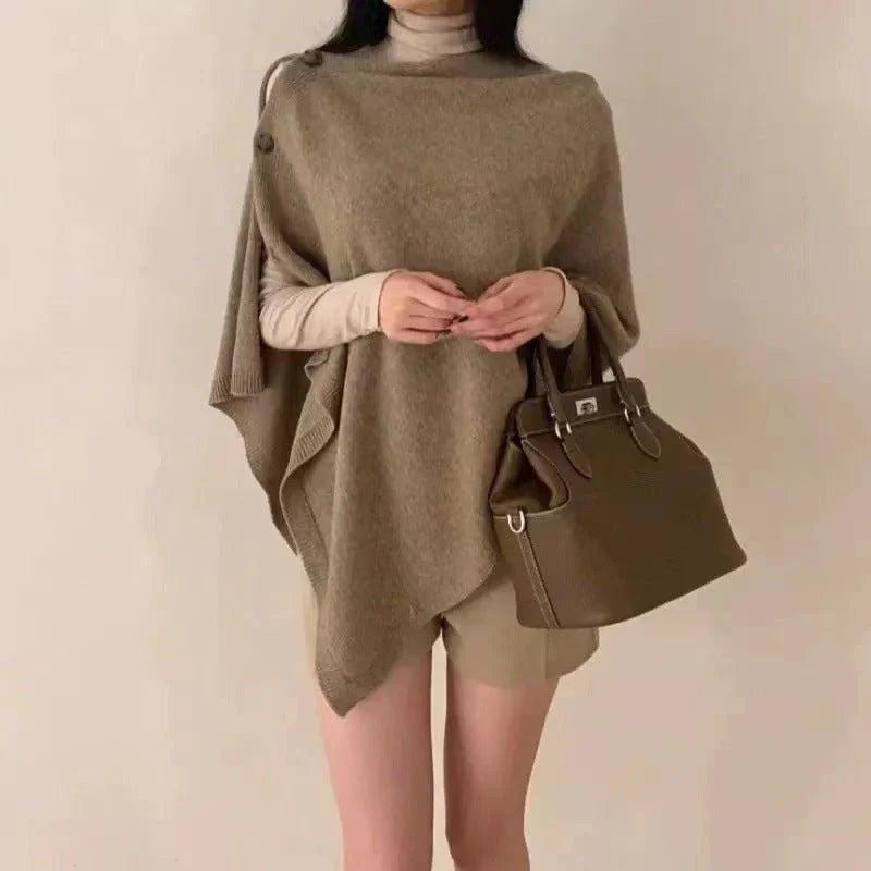Elegant Wool Slant Cape Scarf for Women – Warm Winter Shawl UAE Edition